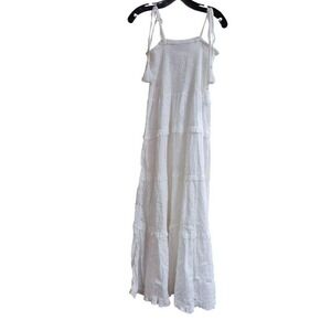 White Sleeveless Maxi Dress With Tassel Straps Large